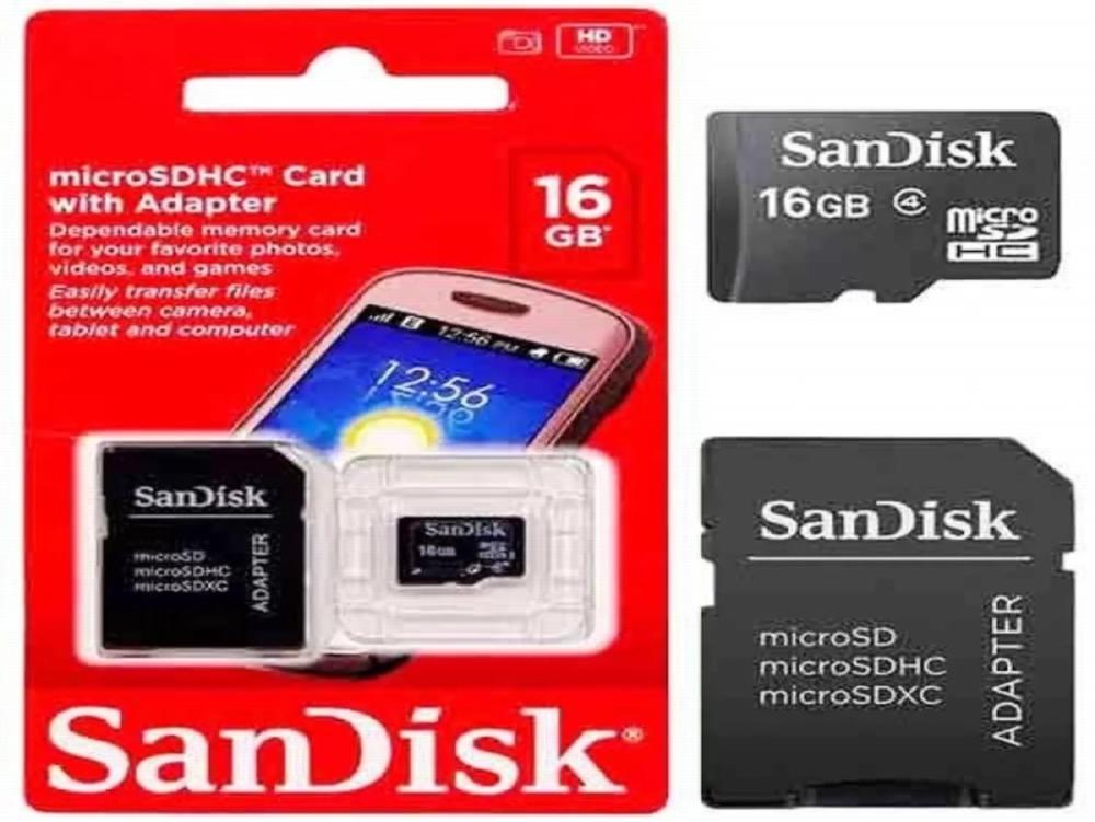 1006 - Cartão de Memória - Micro SD 16GB SanDisk HC Card WITH Adapter