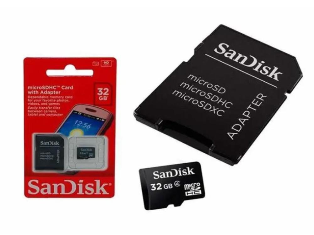 1007 - Cartão de Memória - Micro SD 32GB SanDisk HC Card WITH Adapter