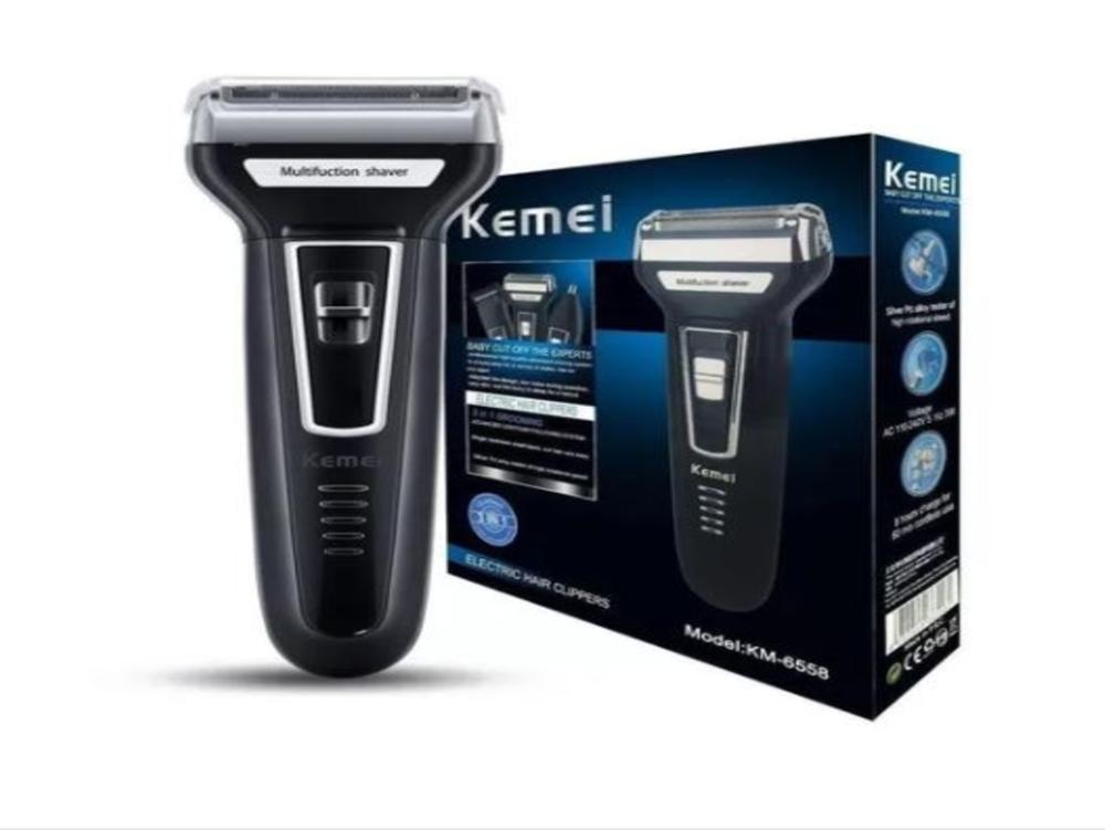 1031 - Aparador de Barba e Cabelo - KEMEI KM-6558 Máquina (Sem Fio)