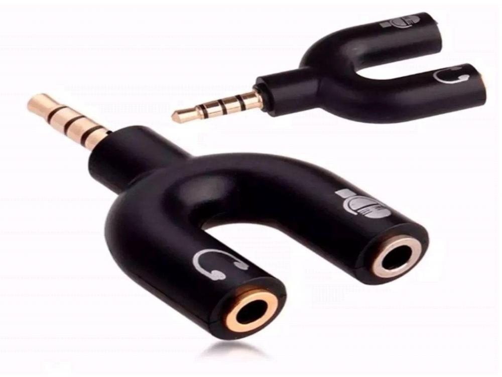 1051 - Adaptador de ÁUDIO P2 X P3 - HEADSET Fone Microfone (Conector)