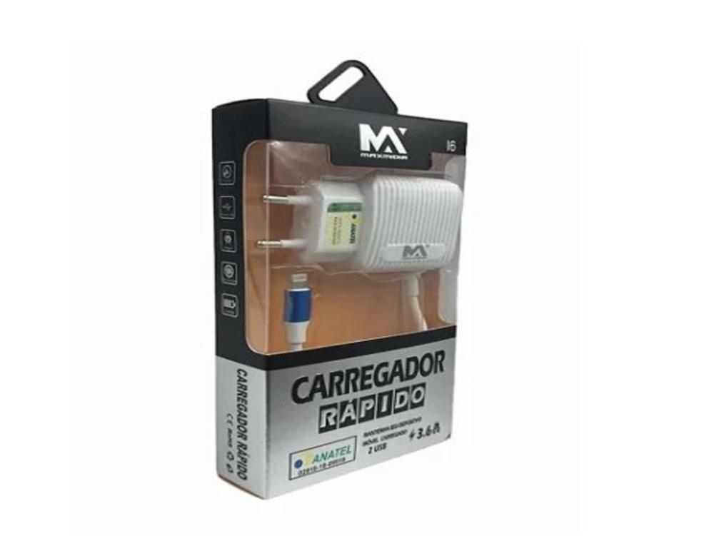 1084 - Carregador de Celular iPHONE - MAX MIDIA 3.6A - (2 Entrada USB) iPHONE