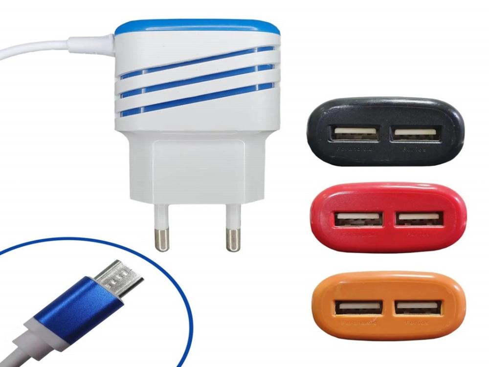 1096 - Carregador de Celular V8 - SMART 5.1A 2 USB (Micro USB) V8 (LED)