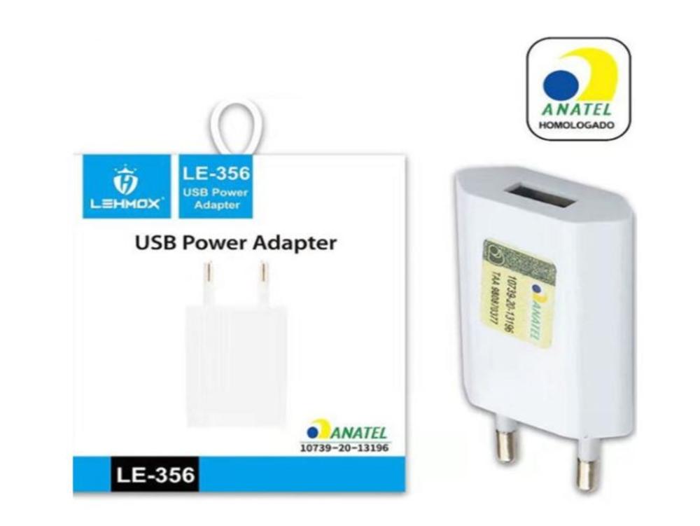 1098 - Carregador de Parede TOMADA - LEHMOX-356 PLUG (USB) - 5V 1A-BIV