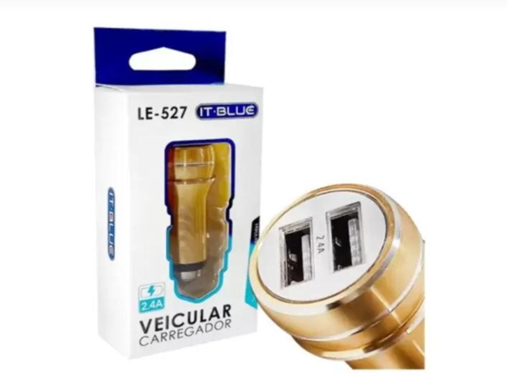 1114 - Carregador Veicular - IT-BLUE 2.4A (2 Entrada USB) - (METAL)