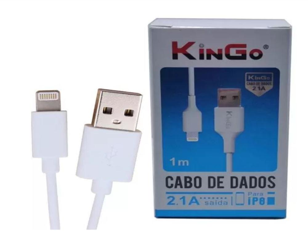 1132 - Cabo Carregador - Dados KINGO 2.1A USB X iPHONE - (1 Metro)