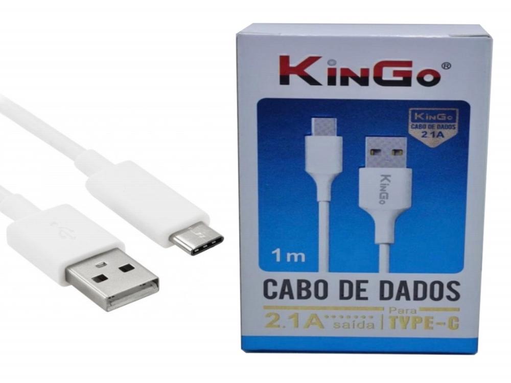 1133 - Cabo Carregador - Dados KINGO 2.1A USB X Type C - (1 Metro)