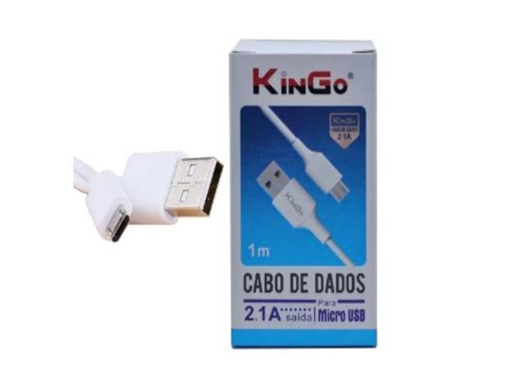 1138 - Cabo Carregador - Dados KINGO 2.1A USB x V8 (Micro USB) - (1 Metro)