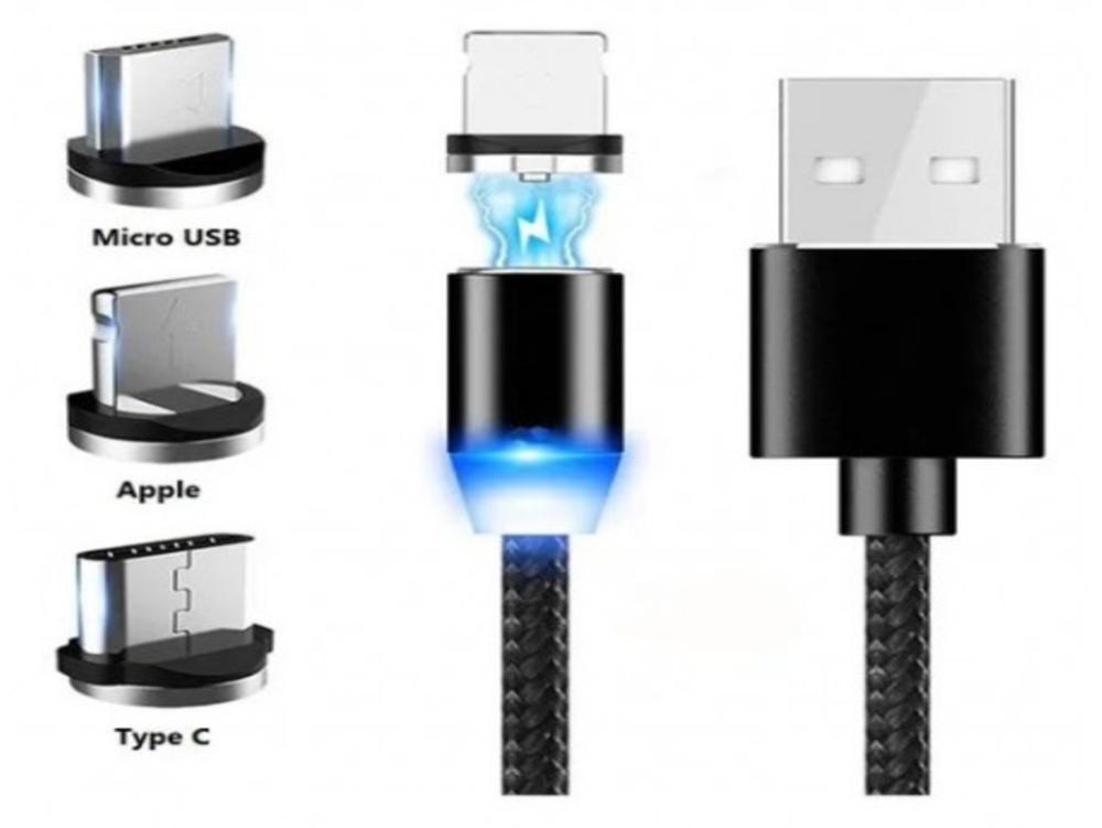 1148 - Cabo Carregador - Dados MAGNETICO USB X Type C - iPHONE e V8 (Micro USB)