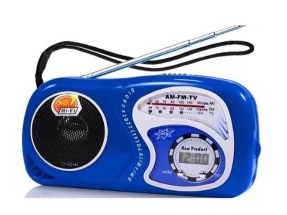 1182 - Caixa de Som - Rádio Relógio de bolso AMFMTV (Pilha AA)