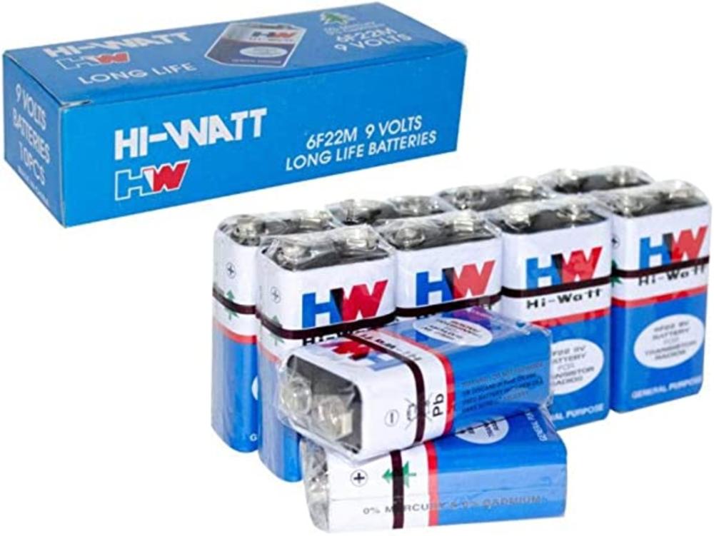 1197 - Bateria - 9 VOLTS - (Caixa) HI-WATT Long Life 6F22M