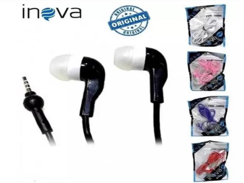 1214 - Fone de Ouvido - INOVA Auricular, Microfone, Plug P2 (Com Fio) - (Cores Diversas)