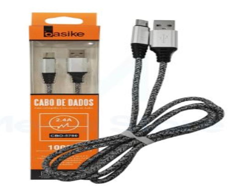 1273 - Cabo Carregador - Dados BASIKE 2.4A USB x Type-C - (1 METRO)