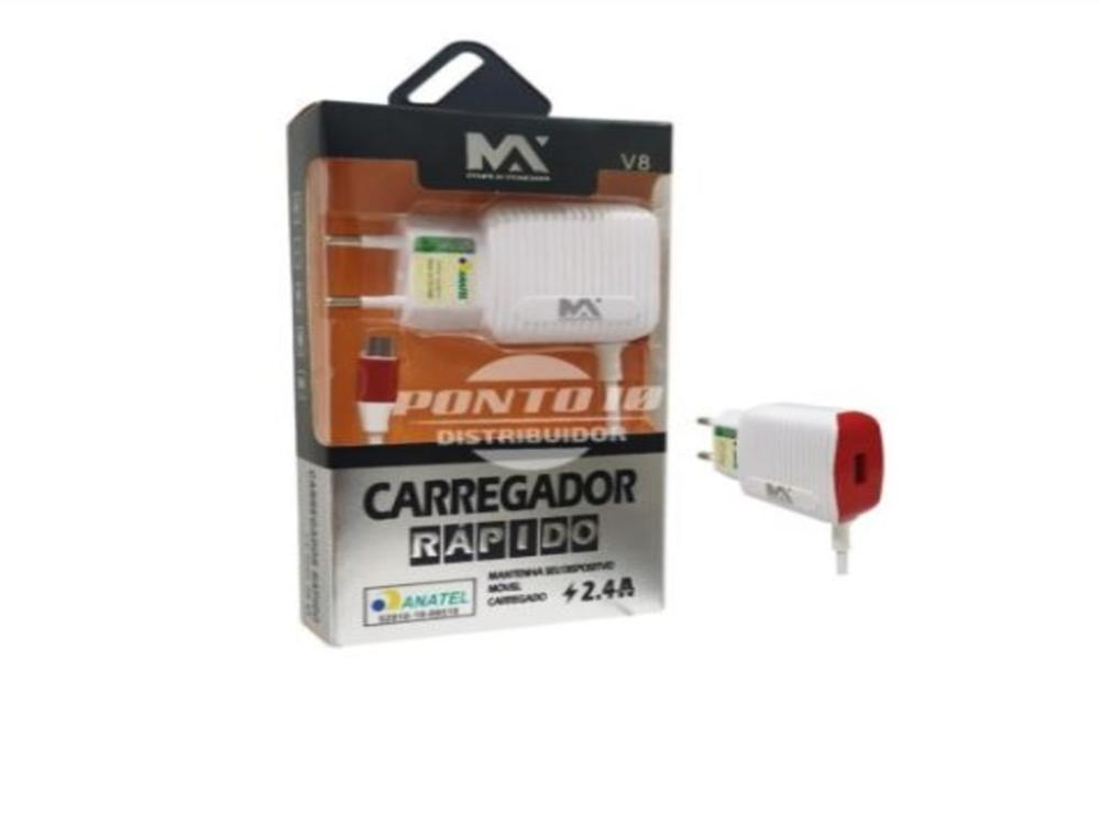 1278 - Carregador de Celular V8 - MAX MIDIA  2.4A (Micro USB) - V8