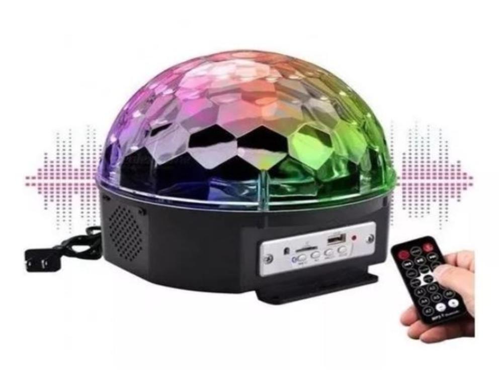 1288 - Globo de Luz LED - GIRATÓRIO  (MP3, USB, Bluetooth, Controle)