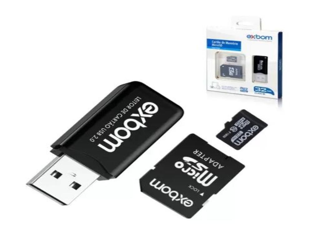 1316 - Cartão de Memória - EXBOM Micro SD 32GB HC Adapter (TF) - (Leitor de Cartão)